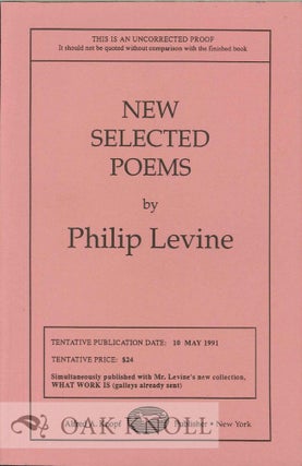 Order Nr. 113231 NEW SELECTED POEMS. Philip Levine