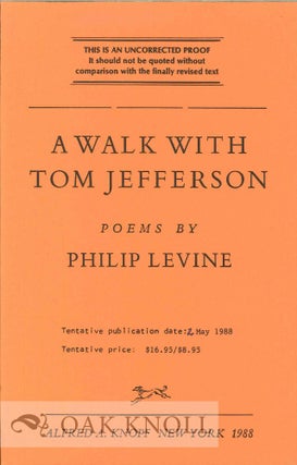 Order Nr. 113236 A WALK WITH TOM JEFFERSON, POEMS. Philip Levine