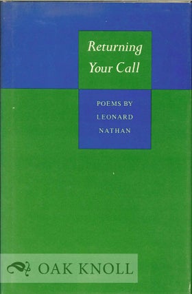 Order Nr. 113480 RETURNING YOUR CALL, POEMS. Leonard Nathan