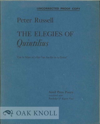 Order Nr. 113759 THE ELEGIES OF QUINTILIUS. Peter Russell