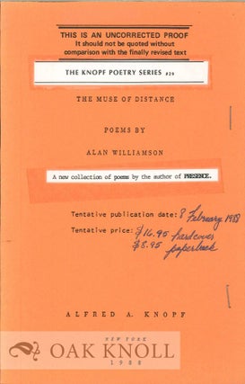 Order Nr. 114132 THE MUSE OF DISTANCE, POEMS. Alan Williamson