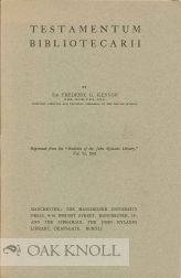 Order Nr. 114627 TESTAMENTUM BIBLIOTECARII. Frederic G. Kenyon