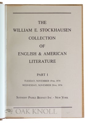 THE WILLIAM E. STOCKHAUSEN COLLECTION OF ENGLISH & AMERICAN LITERATURE.