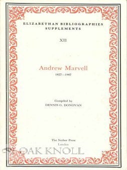 Order Nr. 115015 ANDREW MARVELL 1927-1967. Dennis G. Donovan