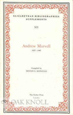 Order Nr. 115015 ANDREW MARVELL 1927-1967. Dennis G. Donovan