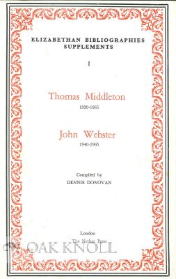 Order Nr. 115023 THOMAS MIDDLETON 1939-1965 JOHN WEBSTER 1940-1965. Dennis G. Donovan, compiler
