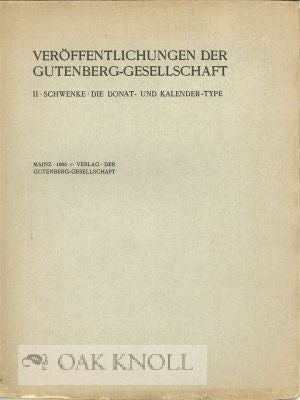 Order Nr. 115171 DONAT- UND KALENDAR-TYPE NACHTRAG UND ÜBERSICHT. Paul Schwenke