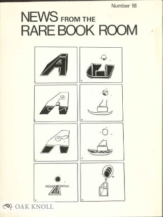 Order Nr. 115294 NEWS FROM THE RARE BOOK ROOM