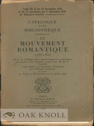 Order Nr. 115813 LE MOUVEMENT ROMANTIQUE 1788-1850 ESSAI DE BIBLIOGRAPHIE SYNCHRONIQUE ET...