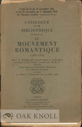 LE MOUVEMENT ROMANTIQUE 1788-1850 ESSAI DE BIBLIOGRAPHIE SYNCHRONIQUE ET MÉTHODIQUE. Maurice Escoffier.
