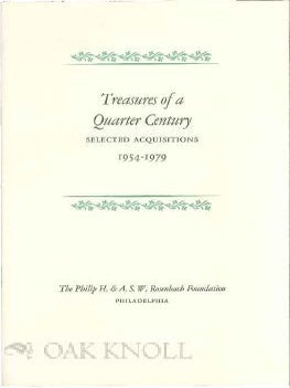 Order Nr. 115925 TREASURES OF A QUARTER CENTURY: SELECTED ACQUISITIONS 1954-1979