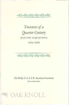 Order Nr. 115925 TREASURES OF A QUARTER CENTURY: SELECTED ACQUISITIONS 1954-1979