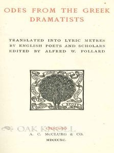 ODES FROM THE GREEK DRAMATISTS.