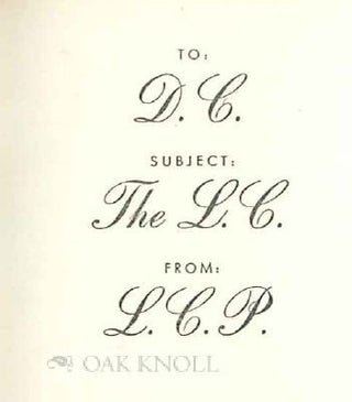 TO D.C. SUBJECT: L.C. FROM: L.C.P.