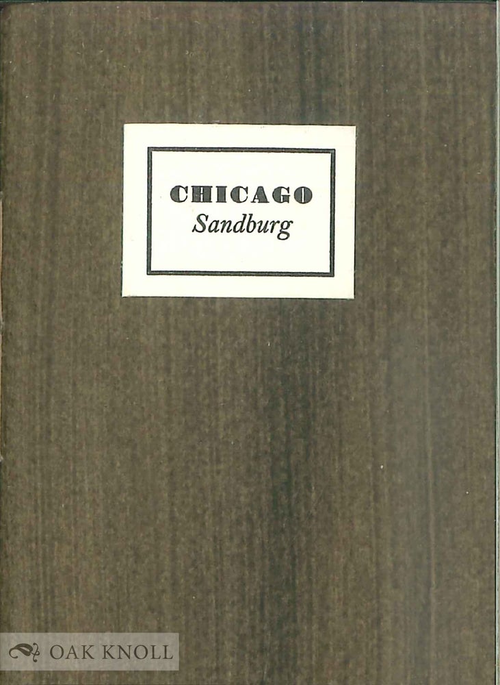 Order Nr. 117607 CHICAGO. Carl Sandburg.