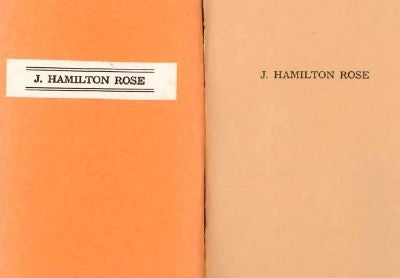 Order Nr. 117609 J. HAMILTON ROSE; OR, THE EVILS OF WEALTH. Robert L. Merriam.