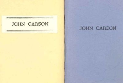Order Nr. 117611 JOHN CARSON; OR, THE STRANGER IN THEIR MIDST. Robert L. Merriam.