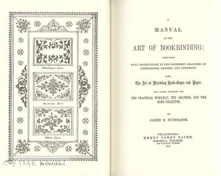 A MANUAL OF THE ART OF BOOKBINDING Originally issued with 7 hand-marbled specimens by Mr. Charles Williams.