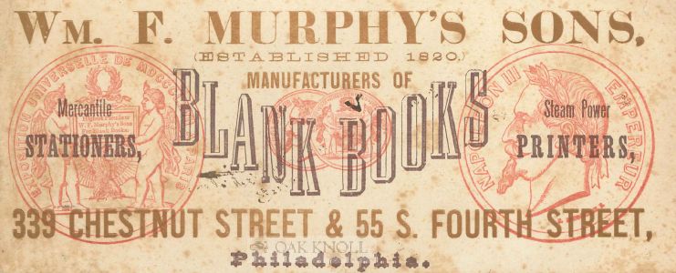 Order Nr. 118848 Wm. F. Murphy's Sons Manufacturers of Blank Books.