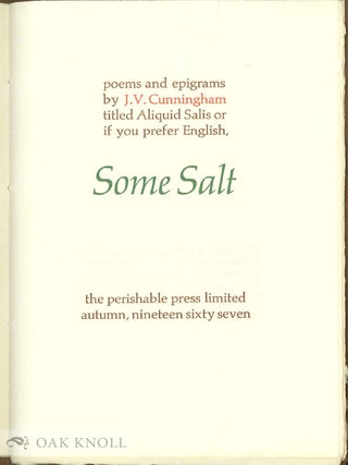 ALIQUID SALIS OR IF YOU PREFER ENGLISH SOME SALT.