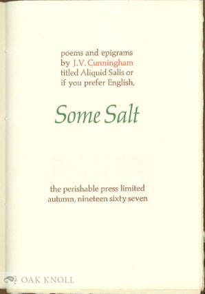 ALIQUID SALIS OR IF YOU PREFER ENGLISH SOME SALT.