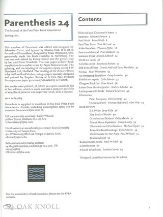 PARENTHESIS 24: THE JOURNAL OF THE FINE PRESS BOOK ASSOCIATION.