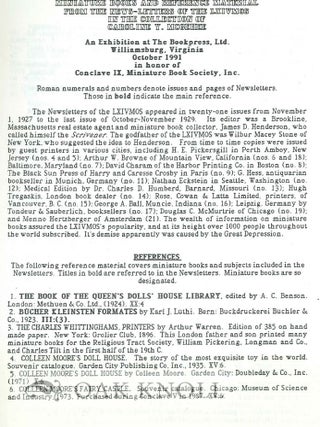 Order Nr. 119077 MINIATURE BOOKS AND REFERENCE MATERIALS FROM THE NEWS-LETTERS OF THE LXIVMOS IN...