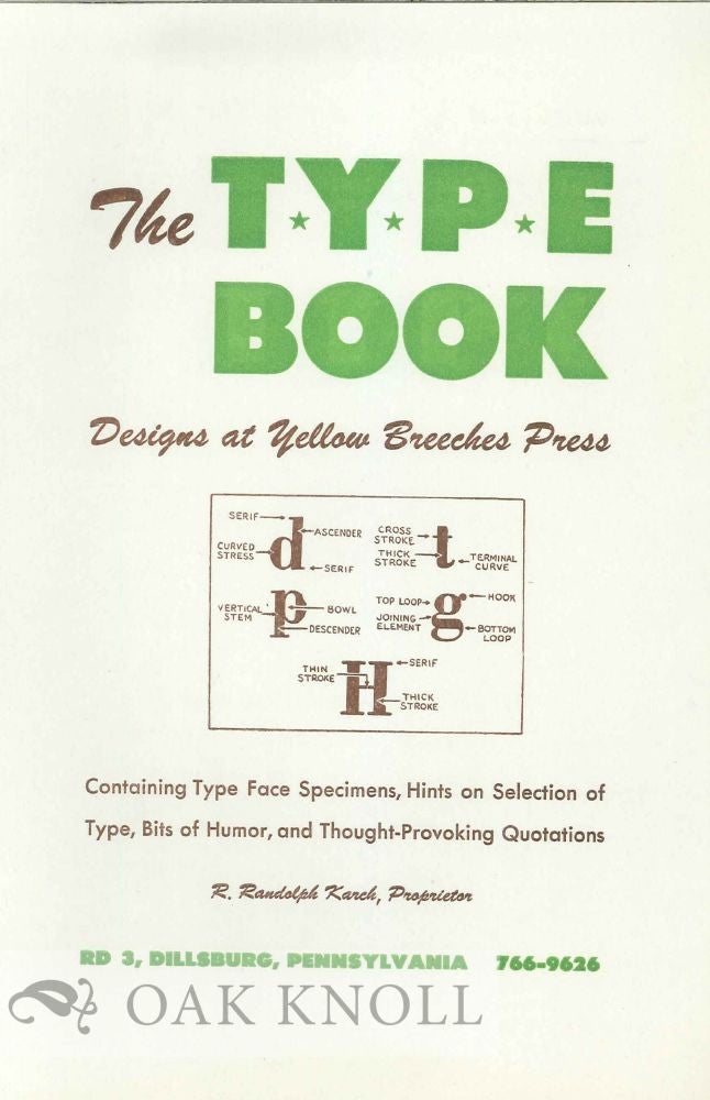 Order Nr. 119089 THE TYPE BOOK: DESIGNS AT YELLOW BREECHES PRESS.
