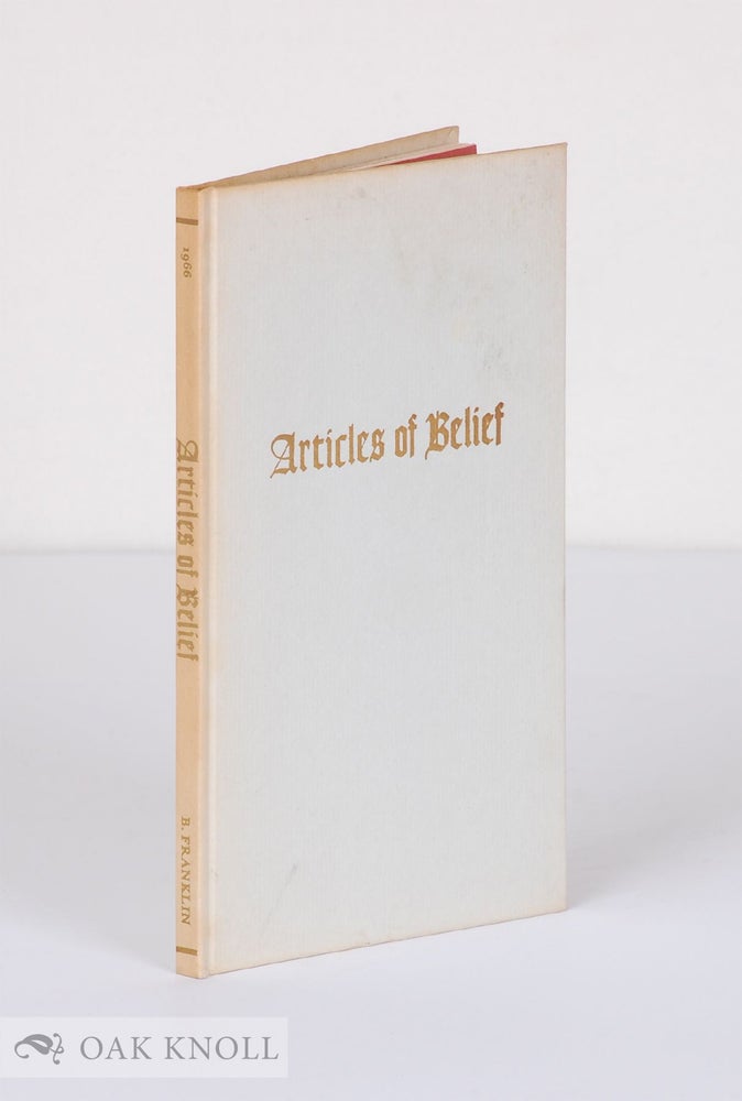 Order Nr. 119128 ARTICLES OF BELIEF. Benjamin Franklin.