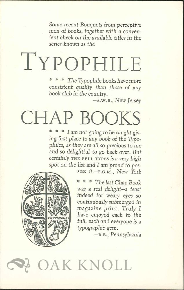 Order Nr. 119352 TYPOPHILE CHAP BOOKS.