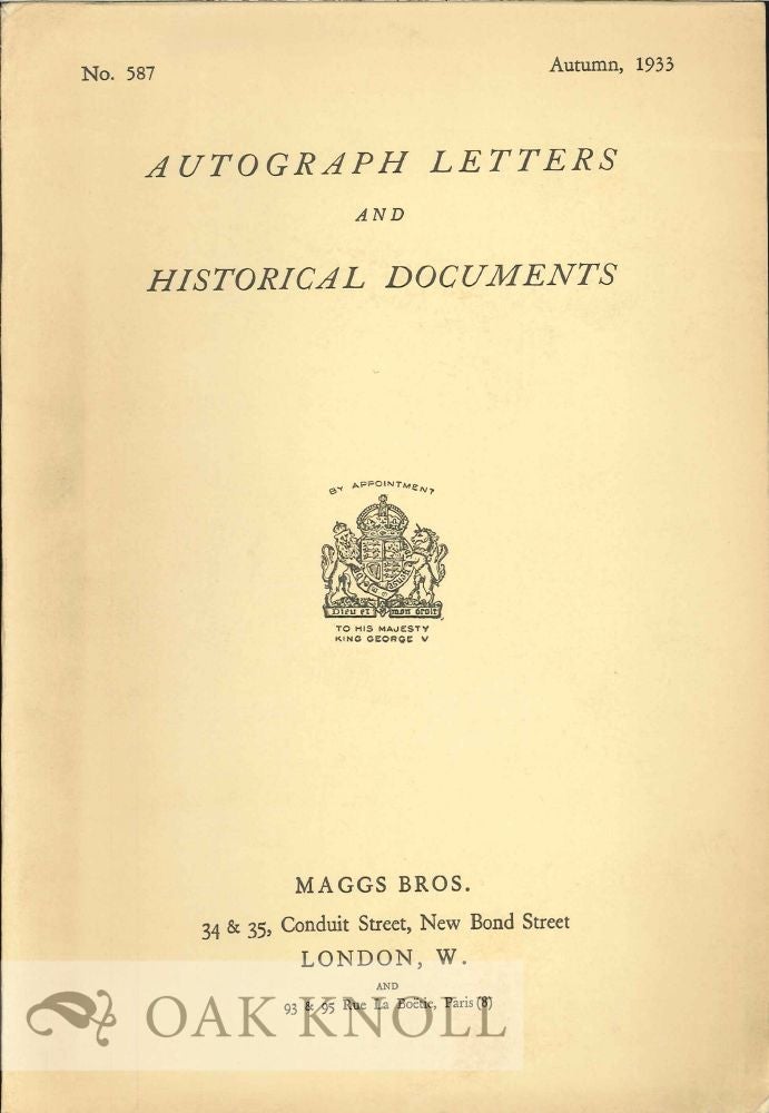 Order Nr. 119459 AUTOGRAPH LETTERS AND HISTORICAL DOCUMENTS INCLUDING SOME REMARKABLE NAPOLEONIC LETTERS FROM LORD ROSEBERY'S COLLECTION. 587.