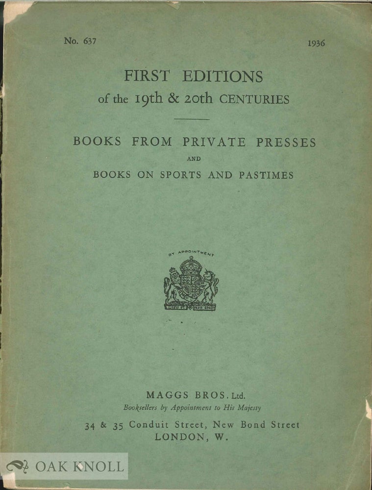 Order Nr. 119561 FIRST EDITIONS OF THE 19TH AND 20TH CENTURIES AND BOOKS FROM PRIVATE PRESSES. 637.