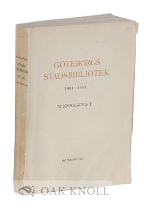 Order Nr. 119699 GÖTEBORGS STADSBIBLIOTEK 1891-1941: MINNESSKRIFT