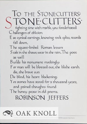 HIS PLACE FOR STORY: ROBINSON JEFFERS: A DESCRIPTIVE BIBLIOGRAPHY