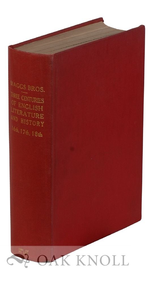 Order Nr. 119722 THREE CENTURIES OF ENGLISH LITERATURE AND HISTORY COMPRISING BOOKS, MANUSCRIPTS, AUTOGRAPH LETTERS AND DOCUMENTS. CATALOGUES 636, 640, 643, 653. With SUPPLEMENTARY. 640 636, 670, 643. 653.