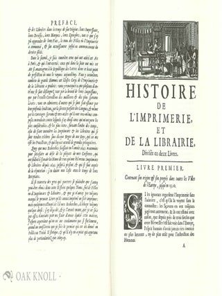 HISTOIRE DE L'IMPRIMERIE ET DE LA LIBRAIRIE.