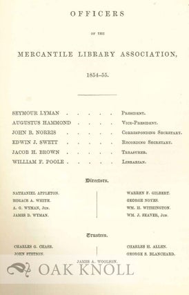 CATALOGUE OF THE MERCANTILE LIBRARY OF BOSTON.
