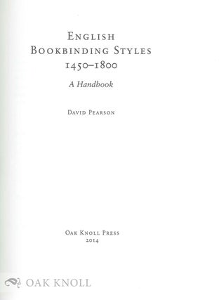 ENGLISH BOOKBINDING STYLES 1450 - 1800
