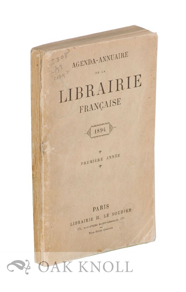 Order Nr. 120809 AGENDA-ANNUAIRE DE LA LIBRAIRIE FRANÇAISE 1894.