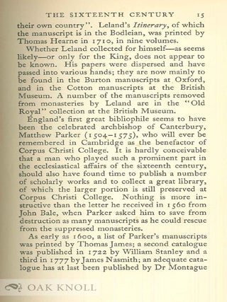 ENGLISH COLLECTORS OF BOOKS & MANUSCRIPTS (1530-1930) AND THEIR MARKS OF OWNERSHIP.