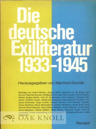 Order Nr. 121508 DEUTSCHE EXILLITERATUR 1933-1945. Manfred Durzak
