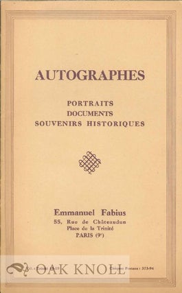 Order Nr. 121745 AUTOGRAPHES: PORTRAITS, DOCUMENTS, SOUVENIRS HISTORIQUES