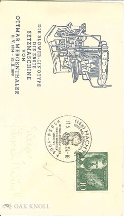 Order Nr. 122110 First day of issue, Ottmar Mergenthaler postage stamp