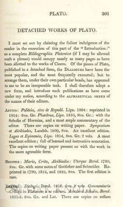 AN INTRODUCTION TO THE KNOWLEDGE OF RARE AND VALUABLE EDITIONS OF THE GREEK AND LATIN CLASSICS TOGETHER WITH AN ACCOUNT OF POLYGLOT BIBLES, GREEK BIBLES AND GREEK TESTAMENTS; THE GREEK FATHERS, AND THE LATIN FATHERS.