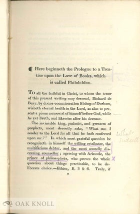 PHILOBIBLON, A TREATISE ON THE LOVE OF BOOKS.