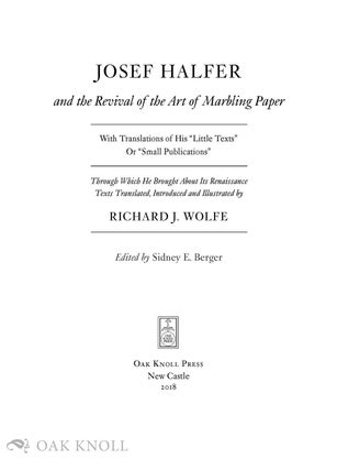 JOSEF HALFER AND THE REVIVAL OF THE ART OF MARBLING PAPER.