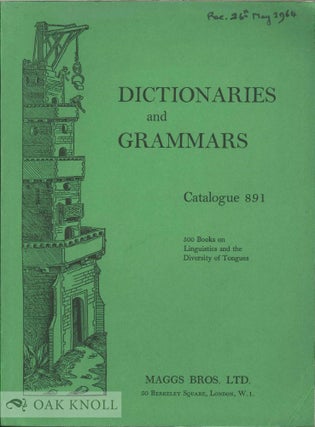 Order Nr. 123643 DICTIONARIES AND GRAMMARS, 500 BOOKS ON LINGUISTICS AND THE DIVERSITY OF TONGUES
