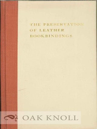 Order Nr. 123845 THE PRESERVATION OF LEATHER BOOKBINDINGS. H. J Planderleith