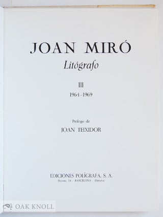 JOAN MIRÓ LITÓGRAFO III 1964-1969.