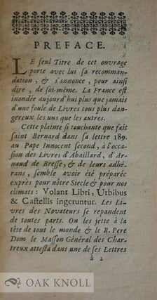 BIBLIOTHEQUE JANSENIST, OU CATALOGUE ALPHABETIQUE DES PRINCIPAUX LIVRES JANSENISTES, OU SUSPECTS DE JANSENISME, QUI ONT PARU DEPUIS LA NAISSANCE DE CETTE HÉRÉSIE.